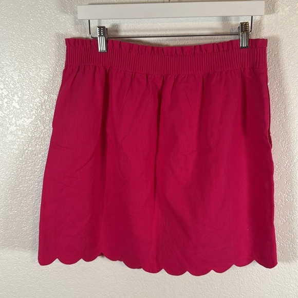 J. Crew Pink Linen Cotton Blend Scallop Mini Skirt Size 10 - Picture 3 of 8